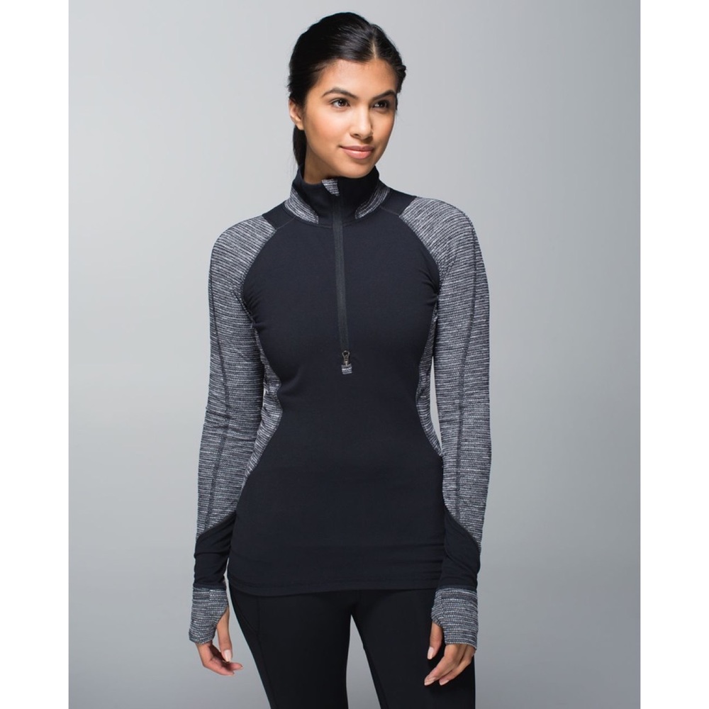 Lululemon Race Your Pace 1/2 Zip Coco Pique Black
